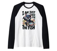I Am Just Here Fish Funny Ninja Cat con Espada Sartén Camiseta Manga Raglan