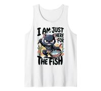 I Am Just Here Fish Funny Ninja Cat con Espada Sartén Camiseta sin Mangas