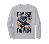 I Am Just Here Fish Funny Ninja Cat con Espada Sartén Manga Larga