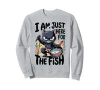 I Am Just Here Fish Funny Ninja Cat con Espada Sartén Sudadera