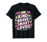 I Am Kind Brave Smart Loved Edificante Motivacional - Camiseta gráfica económica, Hombre, Negro, S