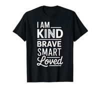 I Am Kind Brave Smart Loved Edificante Motivacional |- Camiseta gráfica económica, Hombre, Negro, S