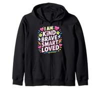 I Am Kind Brave Smart Loved Edificante Motivacional - Sudadera con Capucha