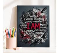 I AM - Lienzo decorativo para pared, inspirador, moderno, montañas, águila, ninguno, negro, pintura para colgar en la pared, aula, estudio, decoración de sala de estudio, 40,6 x 50,8 cm
