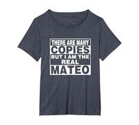 I Am Mateo - Camiseta Divertida para Regalo, diseño de Texto Camiseta, Mujer Tallas Grandes, Azul Jaspeado, 3XL Grande