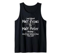 I Am Mixed Half Jesus and Half Peter Christian #Runup Gift Camiseta sin Mangas