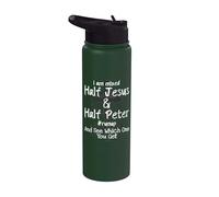 I Am Mixed Half Jesus and Half Peter Christian #Runup Gift Stainless Steel Insulated Water Bottle