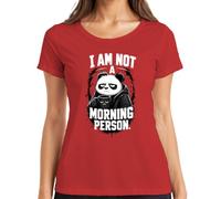 I Am Not A Morning Person Panda Grumpy Coffee - Camiseta para mujer, rojo, S