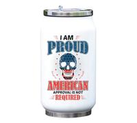 I Am Proud American Approval Is Not Required - Botella térmica para bebidas con aislamiento al vacío, color blanco, talla única
