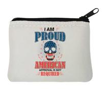 I Am Proud American Approval Is Not Required - Monedero de neopreno (10 x 11 cm), color blanco, White, Talla única