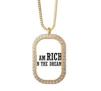 I Am Rich In The Dream Art Deco - Collar con colgante de diamantes de cristal dorado