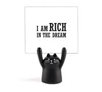 I Am Rich in The Dream Art Deco Fashion Memo Holder Cartoon Black Cat Stand Decor