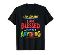 I Am Smart Blessed Can Do Anything Afirmation Colorido Bold Camiseta