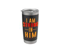 I Am Strong in Him Philippians 4:13 Cita de fe cristiana Vaso térmico de acero inoxidable de doble pared