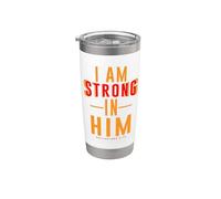 I Am Strong in Him Philippians 4:13 Cita de fe cristiana Vaso térmico de acero inoxidable de doble pared