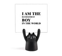 I Am The Handsomest Boy Art Deco Fashion Memo Holder Cartoon Black Cat Stand Decor
