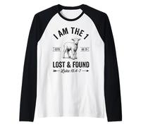 I Am The Lost and Found Christian Lamb Verso de la Biblia Arte de fe Camiseta Manga Raglan