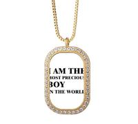 I Am The Precious Boy Art Deco - Collar con colgante de diamantes de cristal dorado