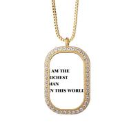 I Am The Richest Man Art Deco - Collar con colgante de diamantes de cristal dorado
