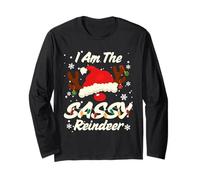 I Am The Sassy Reindeer Christmas Family Costume Party Manga Larga