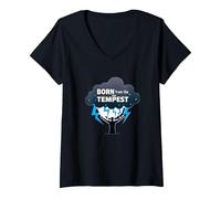 I Am The Storm: Born from The Tempest Arte Inspirador Camiseta Cuello V, Mujer, Negro, S