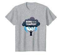 I Am The Storm: Born from The Tempest Arte Inspirador Camiseta, Niños, Gris Jaspeado, 6 años