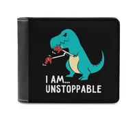 I Am Unstoppable T-rex - Cartera plegable para hombre con tarjetero y monedero de piel