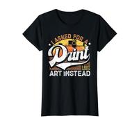 I Asked For A Print, I Got Modern Art Instead Camiseta gráfica económica, Mujer, Negro, XS