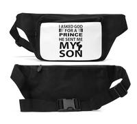 I Asked God for A Prince He Sent Me My Son - Riñonera unisex, color negro, Black, Talla única