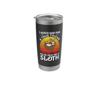 I Asked God For A True Friend So He Sent Me A Sloth Vaso térmico de acero inoxidable de doble pared