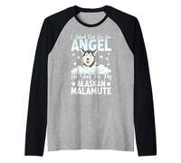 I Asked God For An Angel He Sent Me My Alaskan Malamute Camiseta Manga Raglan