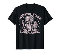 I Asked Myself If I'm Ok and We Both Started Laughing Meme Camiseta gráfica económica, Hombre, Negro, XL