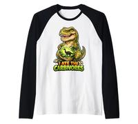I Ate The Carbívoros Divertido Juego de Palabras Vegano Dino Camiseta Manga Raglan
