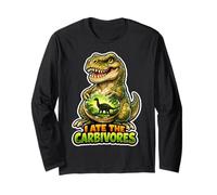 I Ate The Carbívoros Divertido Juego de Palabras Vegano Dino Manga Larga