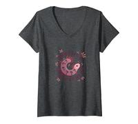I Axolotl cuestiona Todo Lindo Curioso Anfibio Camiseta Cuello V, Mujer, Jaspeado Oscuro, XXL