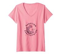 I Axolotl cuestiona Todo Lindo Curioso Anfibio Camiseta Cuello V, Mujer, Rosado, M
