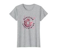 I Axolotl cuestiona Todo Lindo Curioso Anfibio Camiseta, Mujer, Gris Jaspeado, XS