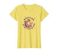 I Axolotl cuestiona Todo Lindo Curioso Anfibio Camiseta, Mujer, Limón, XS