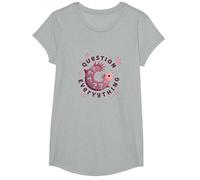 I Axolotl cuestiona Todo Lindo Curioso Anfibio Camiseta, Niñas, Gris Jaspeado, XS