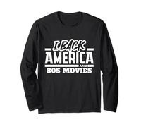 I Back America and 80s Movies Funny Patriotic 4 de Julio Manga Larga
