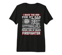 I Back The Red For My Dad Proud Son Firefighter Fathers Day Camiseta Premium