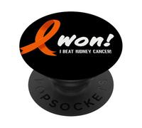 I Beat Kidney Cancer. I Won! Orange Ribbon For Survivors PopSockets PopGrip Adhesivo