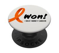 I Beat Kidney Cancer. I Won! Orange Ribbon For Survivors PopSockets PopGrip Adhesivo