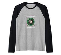 I Beat People with a Stick Billiard Player Pool Men Women Camiseta Manga Raglan