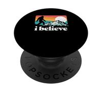 I Believe! Funny Retro Bigfoot Mountains PopSockets PopGrip Adhesivo