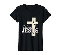 I Believe In Jesus - Diseño Cristiano con Motivo de Cruz Camiseta gráfica económica, Mujer, Negro, XL