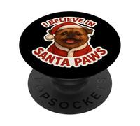 I Believe In Santa Paws Bruselas Griffon Dog Feliz Navidad PopSockets PopGrip Adhesivo