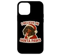 I Believe In Santa Paws Coonhound Navidad Negro y marrón Carcasa para iPhone 12 Mini