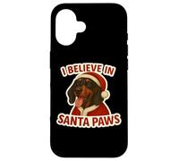 I Believe In Santa Paws Coonhound Navidad Negro y marrón Carcasa para iPhone 16