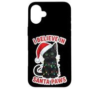 I Believe In Santa Paws - Gorro de Navidad con diseño de Gato Negro Carcasa para iPhone 16 Plus